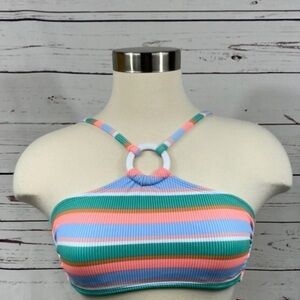 Colorful Striped Bikini Top